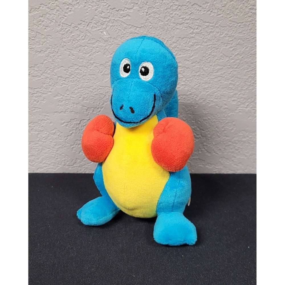 Fun Express Boxing T-rex Dinosaur Plush Stuffed Animal Blue